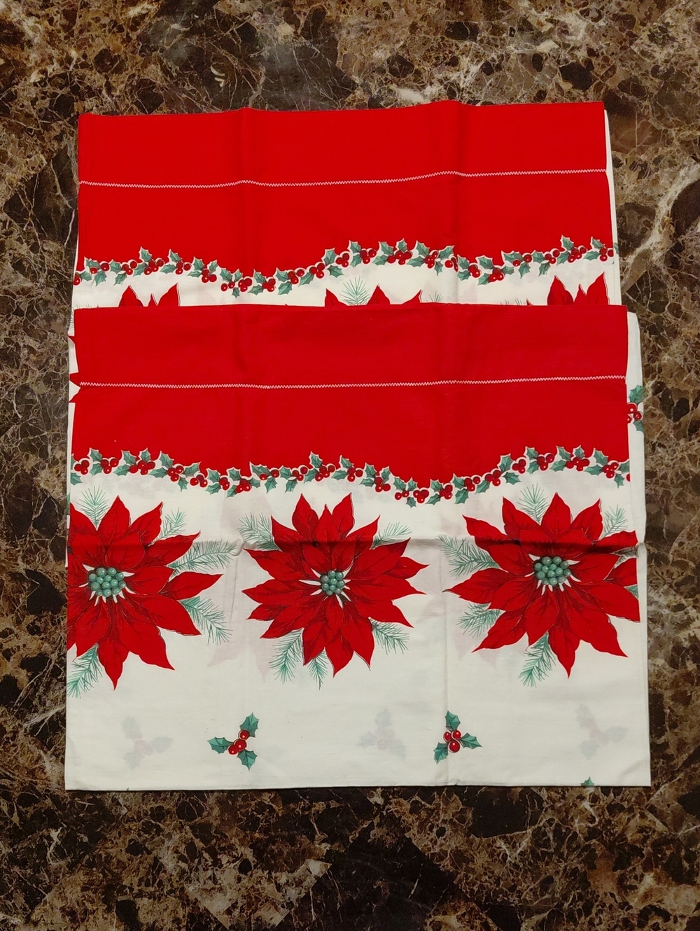 Set of 2 Vintage Handmade Christmas Pillow Cases